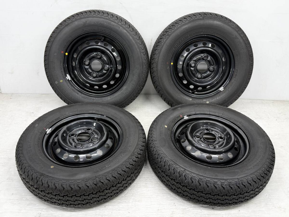 ●新車外し 送料込●ダイハツ ハイゼット 純正 タイヤ ホイール 12インチx4J 100 25/24/23年製 145/80R12 80/78N LT ヨコハマ 4本 3298_画像1