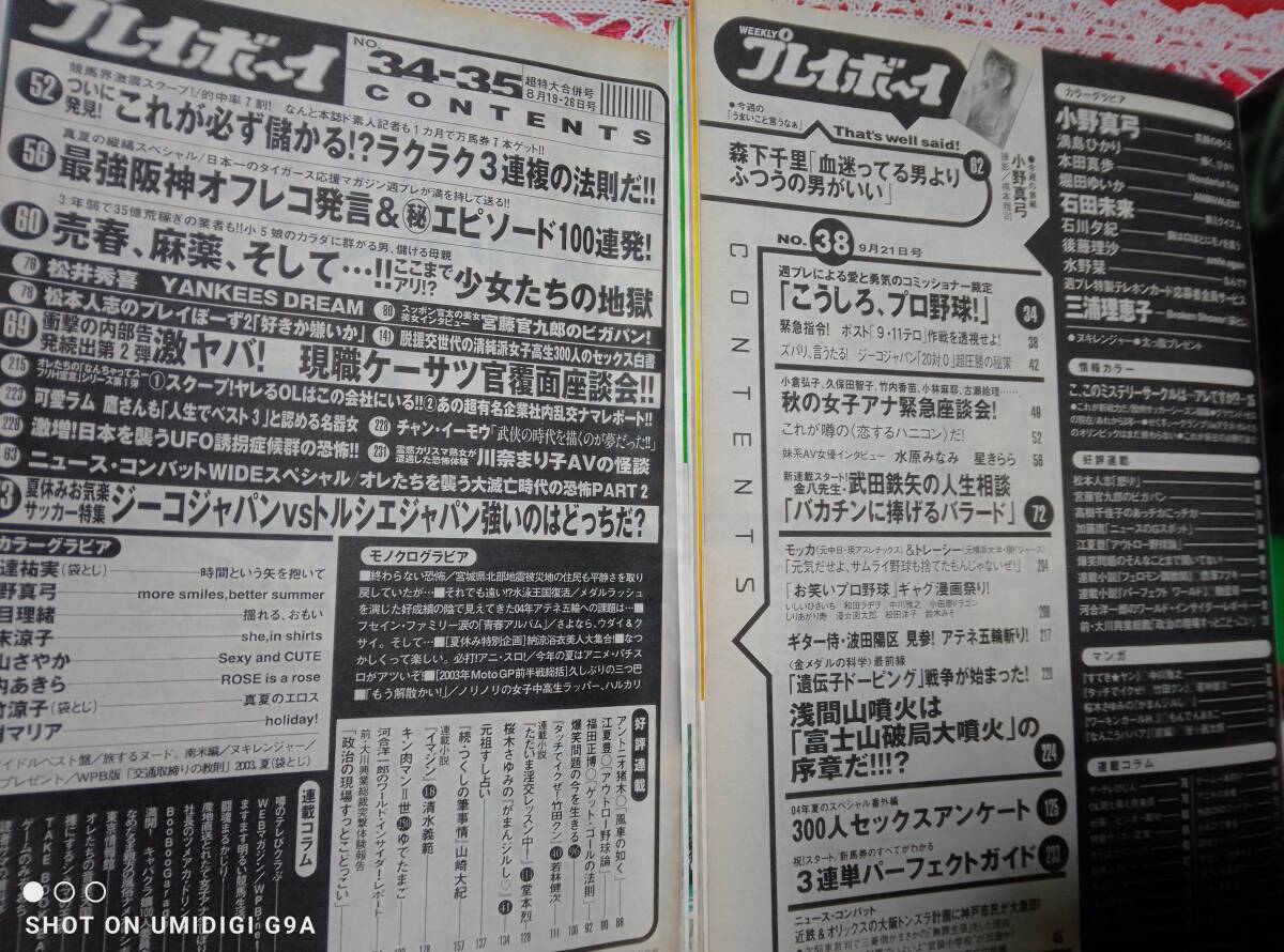 週刊プレイボーイ 2003年8月26日号・2004年9月21日号☆2冊セット〇小野真弓/夏目理緒/磯山さやか/安達祐実/三浦理恵子/石田未来/満島ひかり_画像7