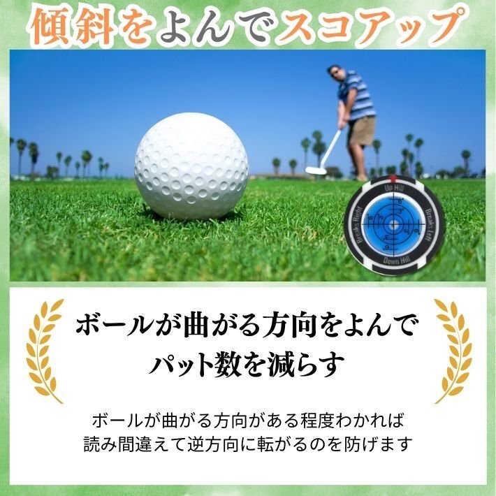 オレンジ ゴルフ 水平器 マーカー カジノチップ型 帽子クリップ付き 傾斜 測定 グリーン 読み パター 練習 コンペ 景品 ボールマーカー_画像3