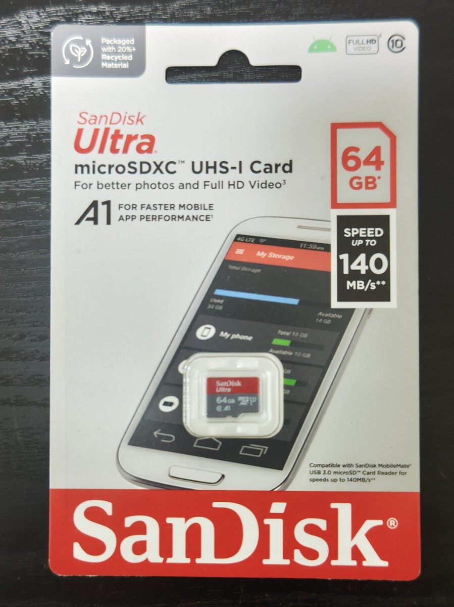 SandiskマイクロSDカード64GB 140mb/s_画像1