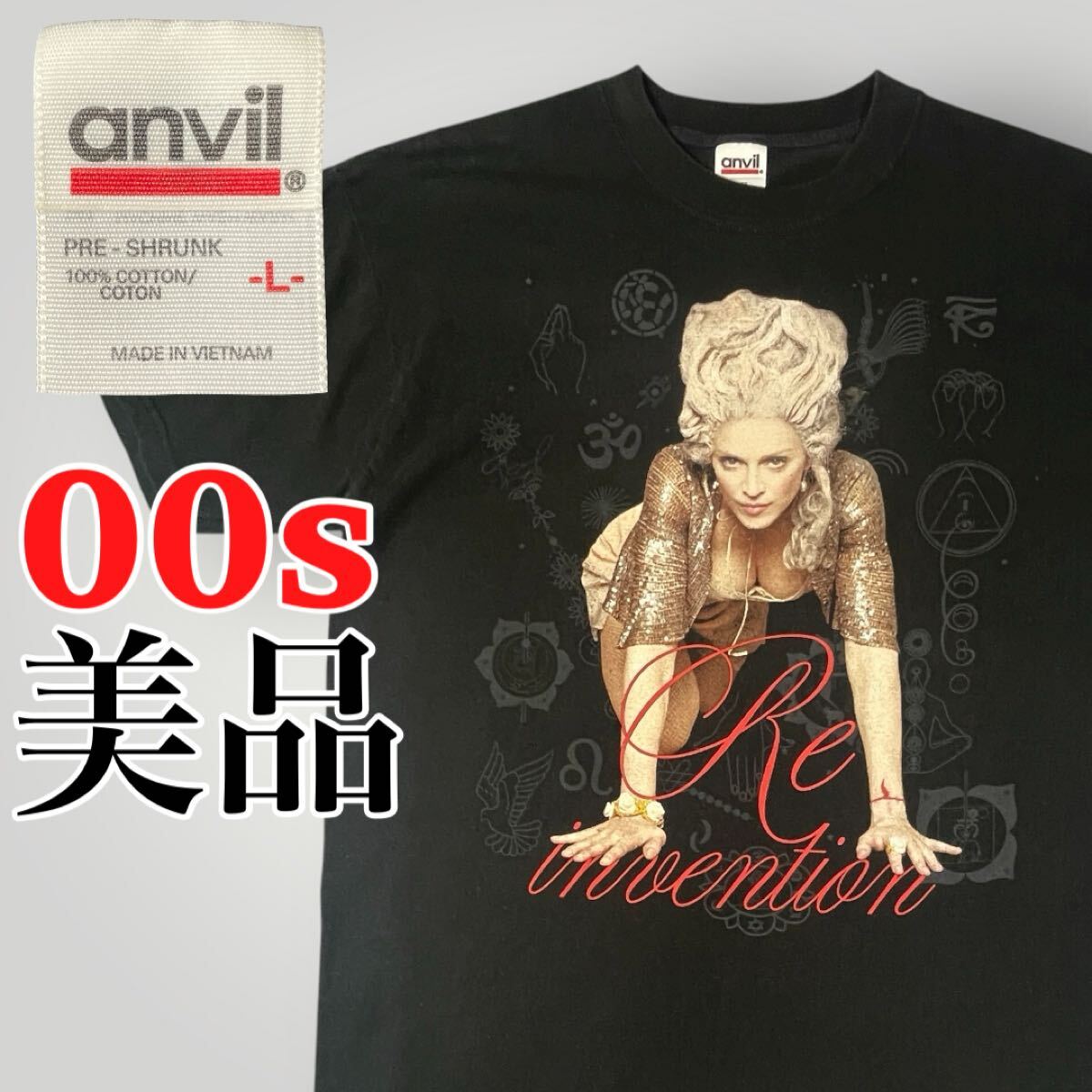 2004 マドンナ Re-Invention ツアーTシャツ L anvil製 両面プリント 黒 美品 古着 ヴィンテージTシャツ_画像1