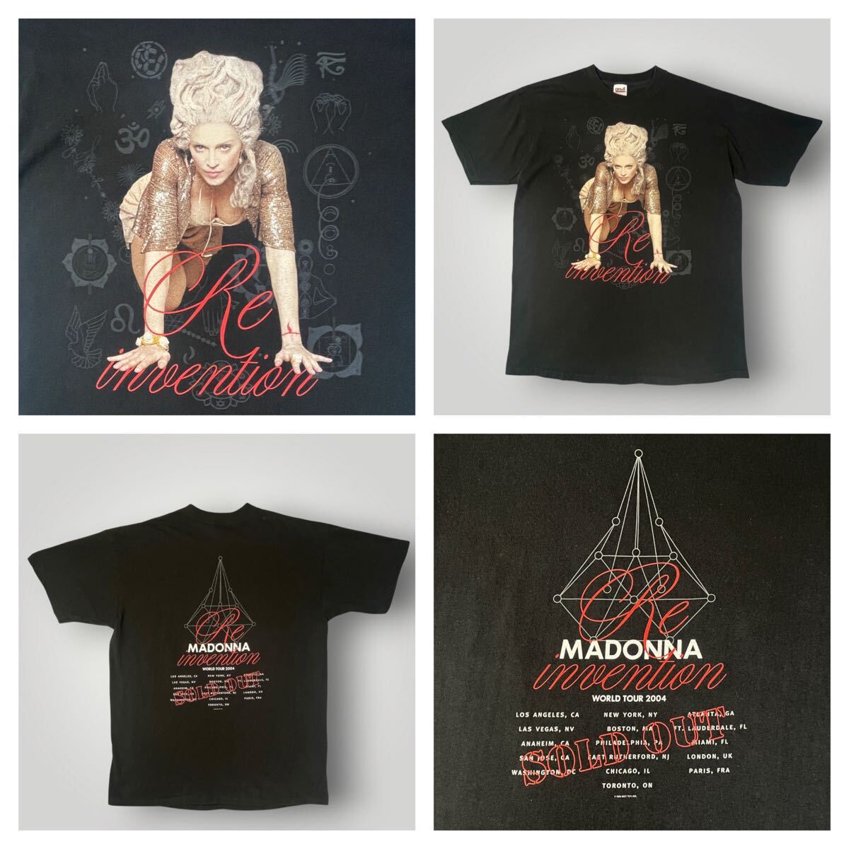 2004 マドンナ Re-Invention ツアーTシャツ L anvil製 両面プリント 黒 美品 古着 ヴィンテージTシャツ_画像3