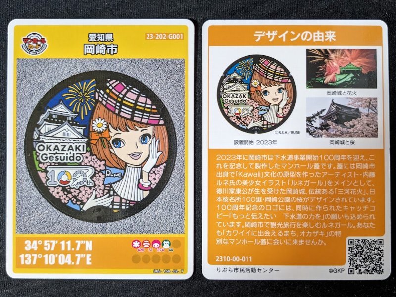 記念メダル 岡崎 マンホール ルネ 全7種 カード付き 茶平工業  通販【蓋ノ屋 OKAZAKI×内藤ルネ マンホールメダル】 記念メダル