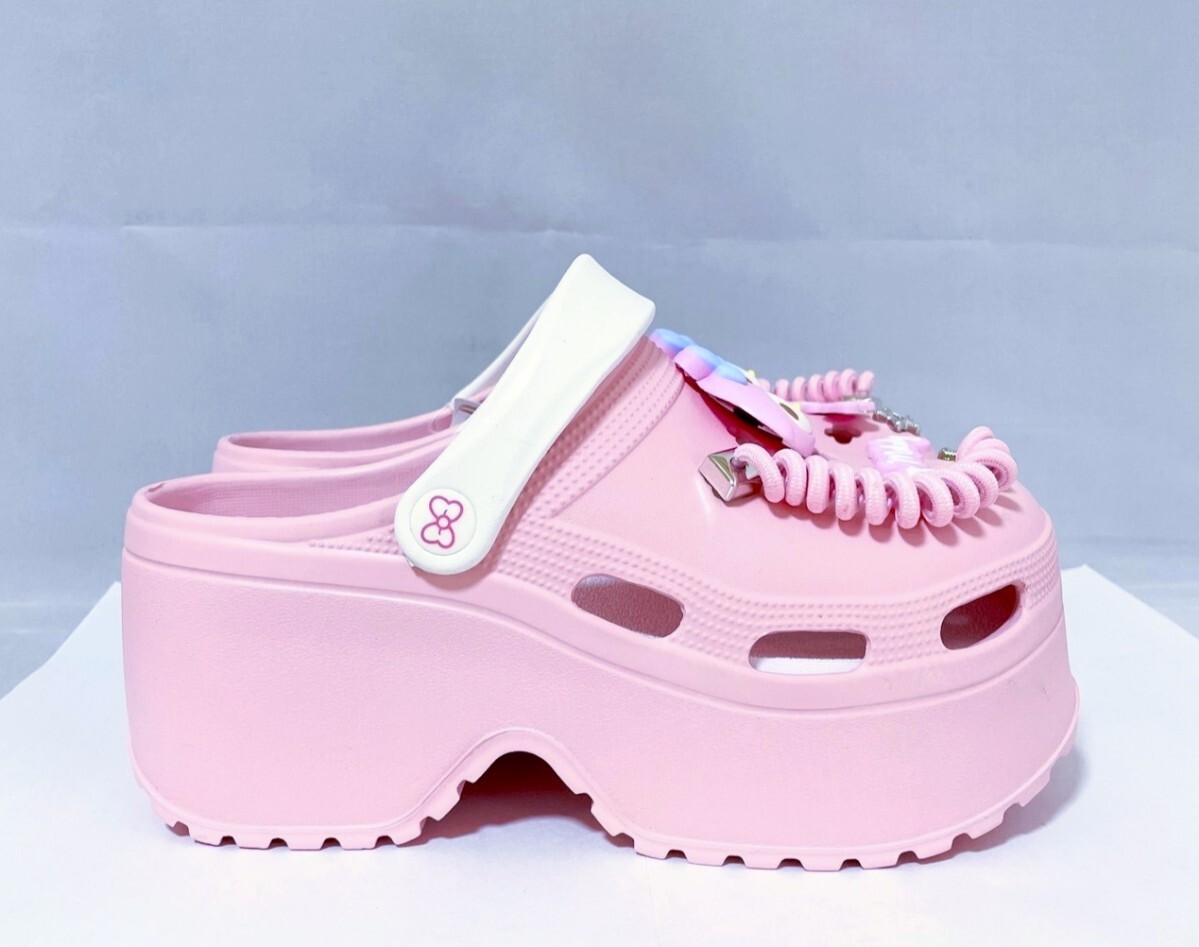 【限定 新品未使用品】サンリオ マイメロディ 厚底クロックス クロッグサボサンダル M/約23.0cm 送料無料_画像4