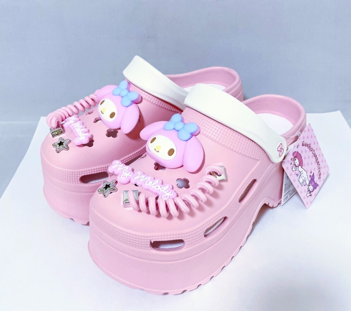 【限定 新品未使用品】サンリオ マイメロディ 厚底クロックス クロッグサボサンダル M/約23.0cm 送料無料_画像1