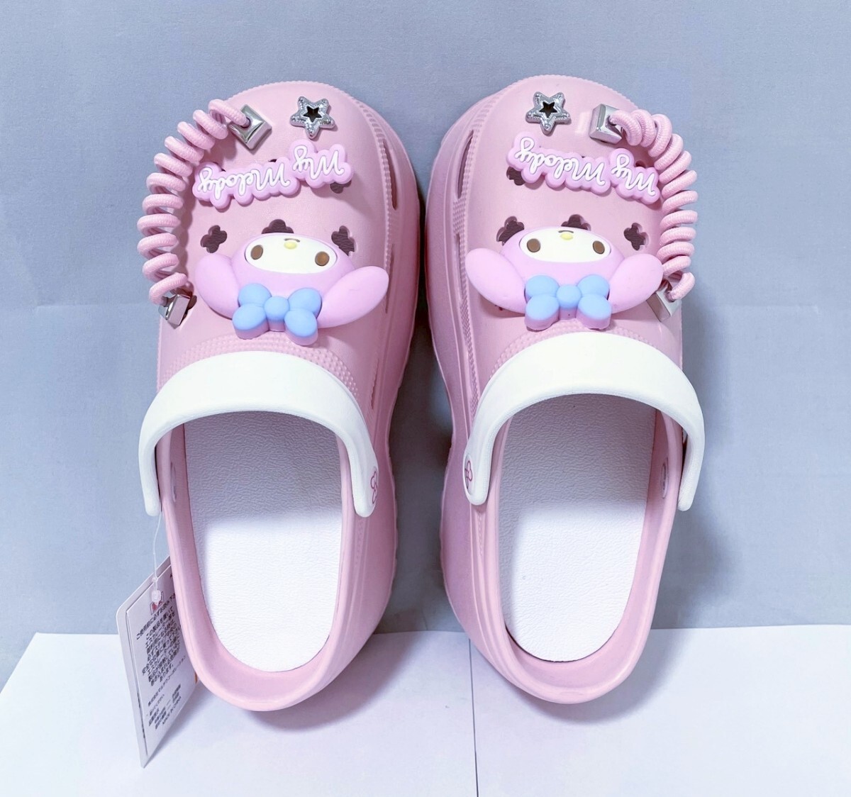 【限定 新品未使用品】サンリオ マイメロディ 厚底クロックス クロッグサボサンダル M/約23.0cm 送料無料_画像7