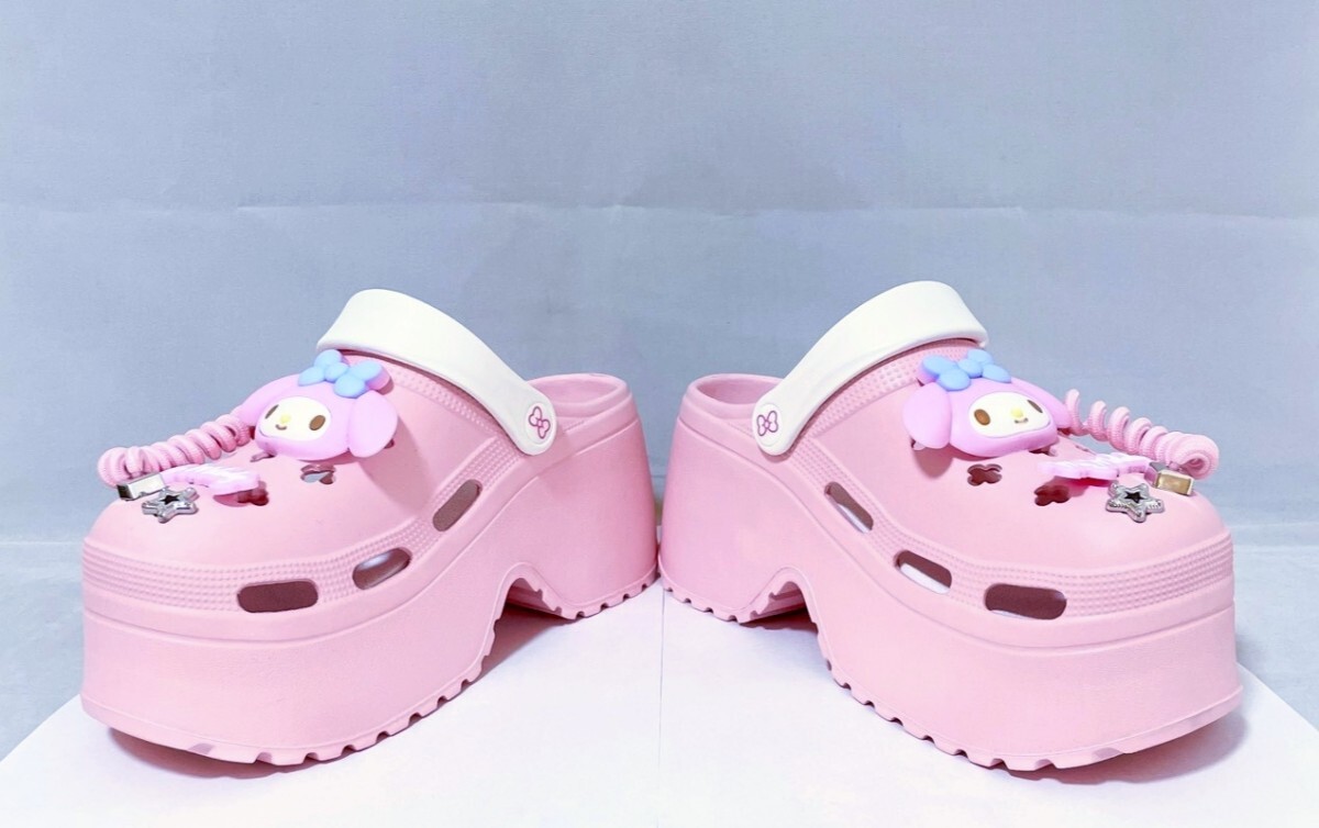 【限定 新品未使用品】サンリオ マイメロディ 厚底クロックス クロッグサボサンダル M/約23.0cm 送料無料_画像5