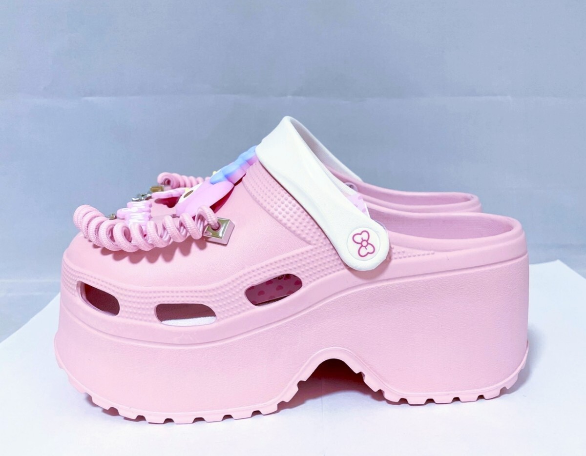 【限定 新品未使用品】サンリオ マイメロディ 厚底クロックス クロッグサボサンダル M/約23.0cm 送料無料_画像3