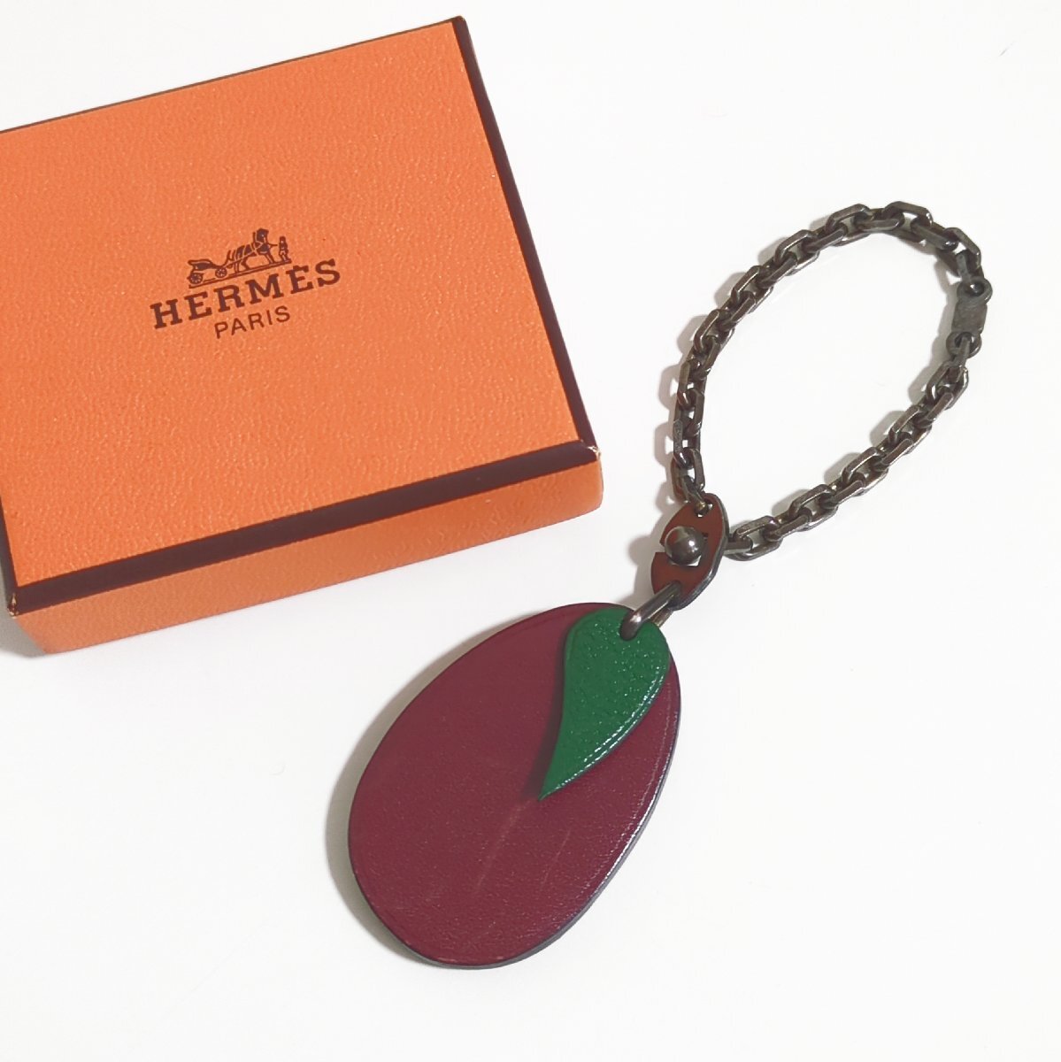 S2701* стоимость доставки 198 иен ~ HERMES Hermes фрукты porutokre слива очарование кожа кожа сумка очарование брелок для ключа 