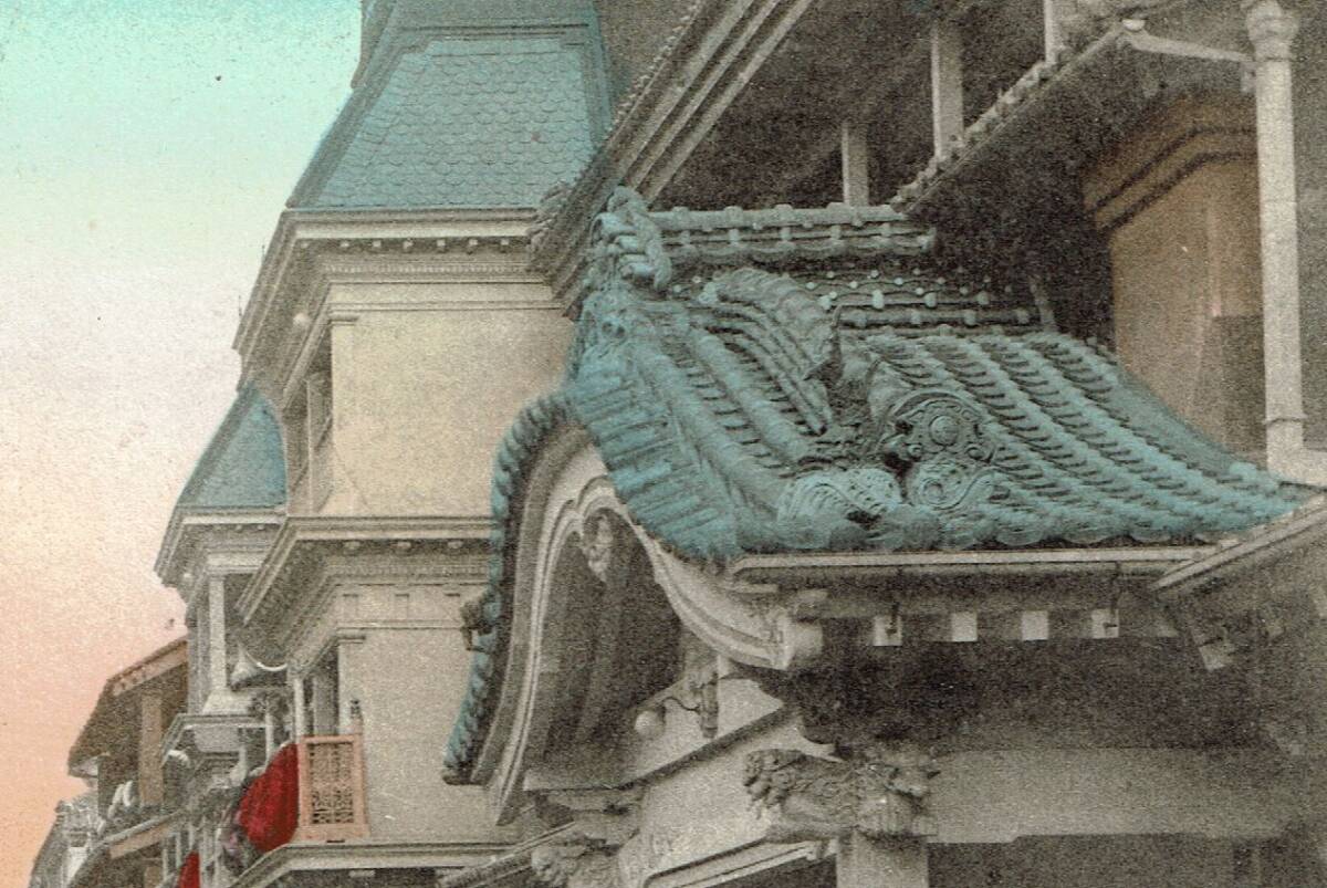 手彩色絵葉書　東京 新吉原　明治期 トンボ屋・名勝 T81_画像3