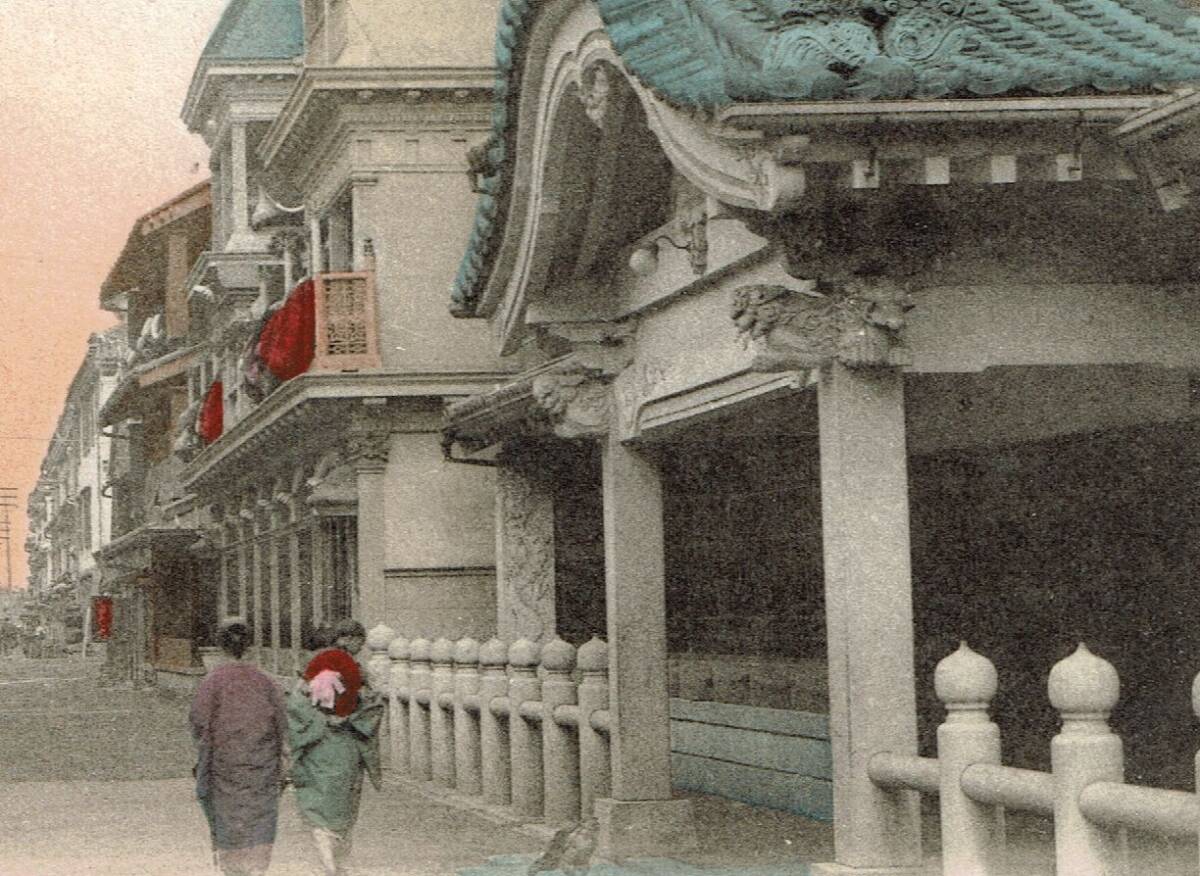 手彩色絵葉書　東京 新吉原　明治期 トンボ屋・名勝 T81_画像2