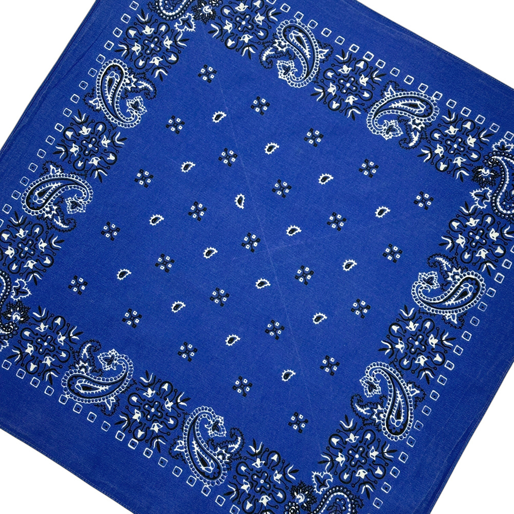 80s ビンテージ MADE IN USA製 バンダナ 青 ロイヤルブルー クロス ペイズリー PARIS パリス RN 13960 米国製 JAY AMDAMAS ジェイアダムス_画像4