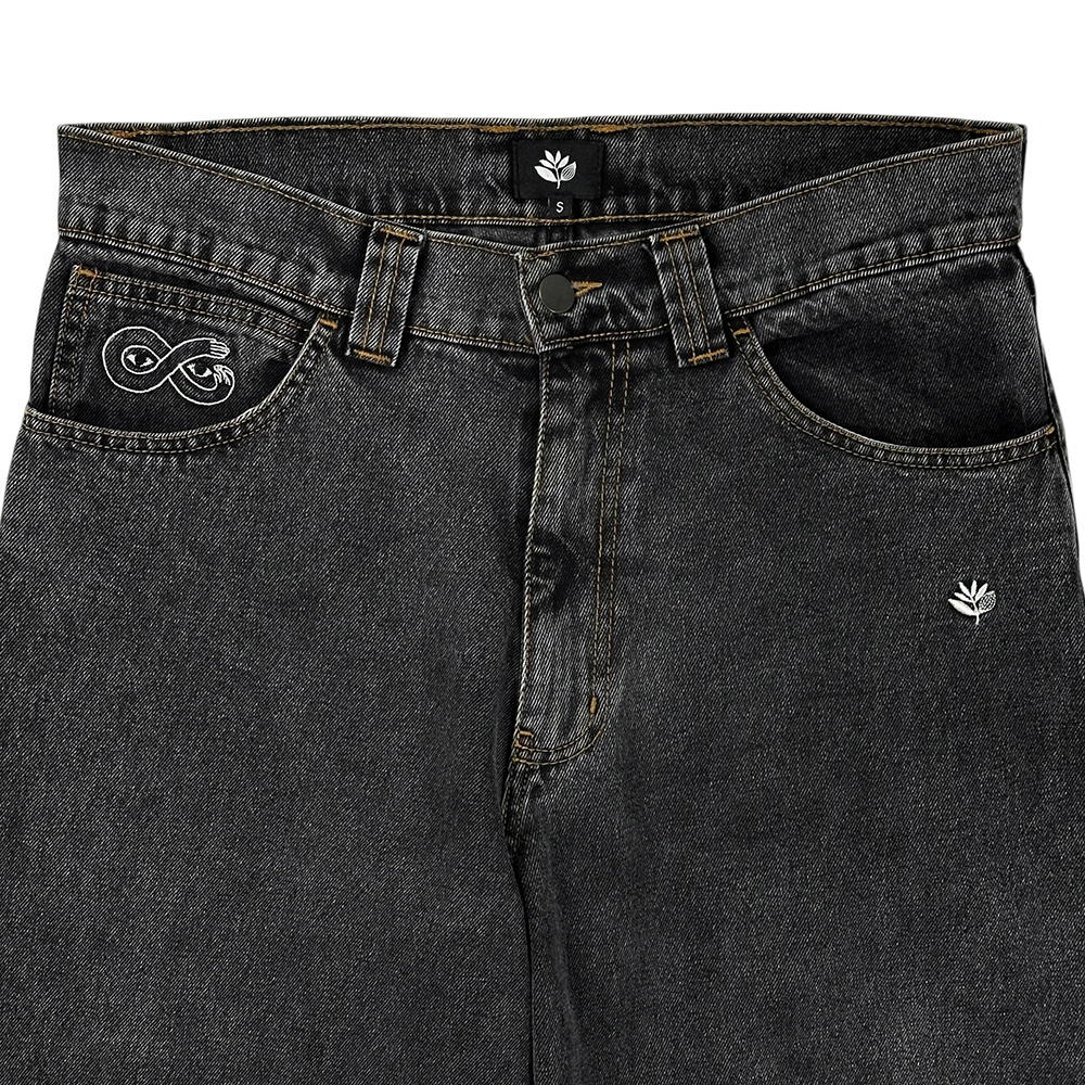 MAGENTA OG DENIM バギー デニム S 墨黒 フェード ブラック 黒 ジーンズ ワイド マゼンタ スケートボード 極美品 JEANS // POLAR BIG BOY_画像5