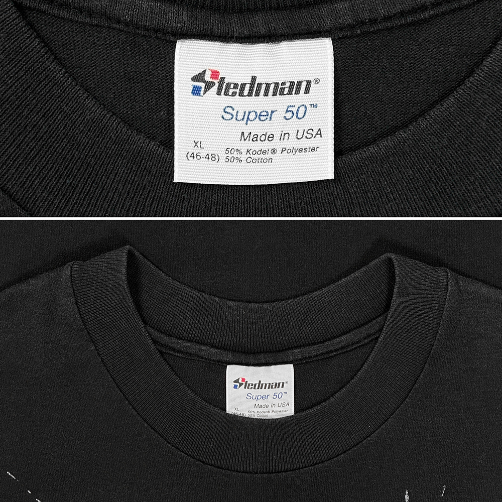 MADE IN USA製 90s ビンテージ STEDMAN CAT 猫 Tシャツ 墨黒 XL 黒 フェード ブラック 大判 アニマル 動物 アメリカ製 シングル ステッチ_画像3