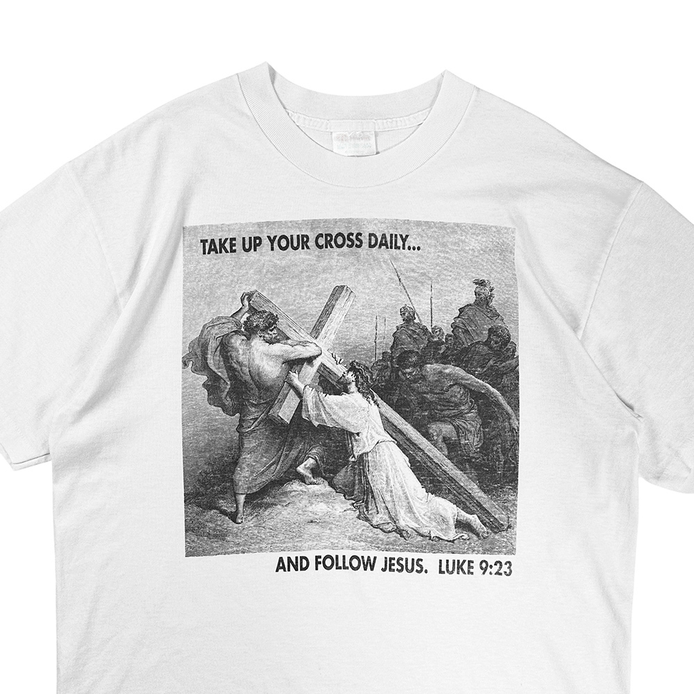MADE IN USA製 90s ビンテージ JESUS CHRIST ジーザス 聖書 宗教画 Tシャツ L 白 イエス キリスト Hanes シングル ステッチ アメリカ製 USA_画像2