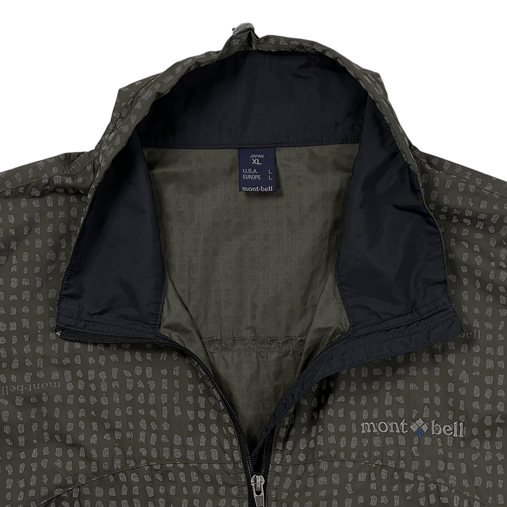 名作 90s mont-bell モンベル リフレックウィンド ジャケット XL オリーブ カーキ リフレクター 総柄 オールド ビンテージ /mars patagonia_画像7