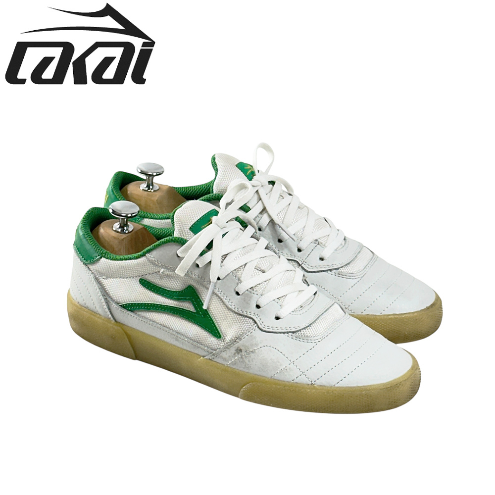 LAKAI CAMBRIDGE 27cm 白 グレー ホワイト 本革 レザー SHAMROCK ケンブリッジ スケートボード シューズ スニーカー 靴 ラカイ スケシュー_画像2