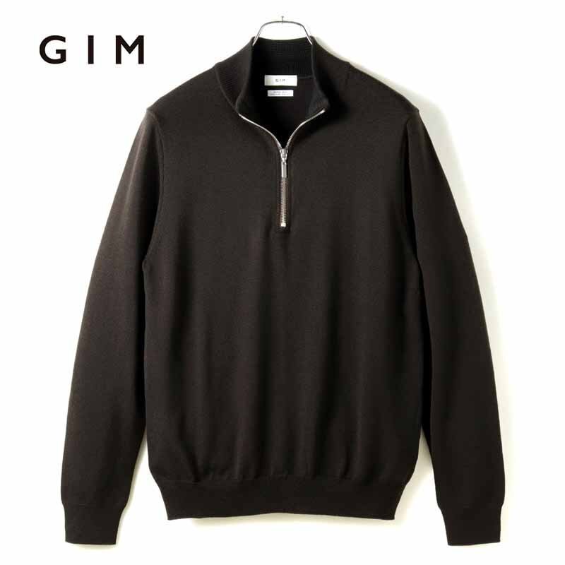 GIM(ジム) / Super140'sウルトラスーパーファインウール14Gハーフジップニット [gim2540034-L]_画像1