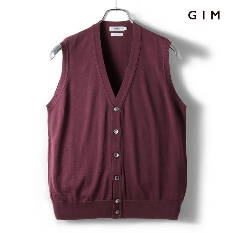 ◆【gim(ジム)/秋冬/Super140'sウルトラスーパーファインウール30G Vネックニットベスト】[gim2370407-48]_画像1