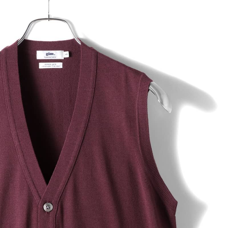 ◆【gim(ジム)/秋冬/Super140'sウルトラスーパーファインウール30G Vネックニットベスト】[gim2370407-48]_画像3