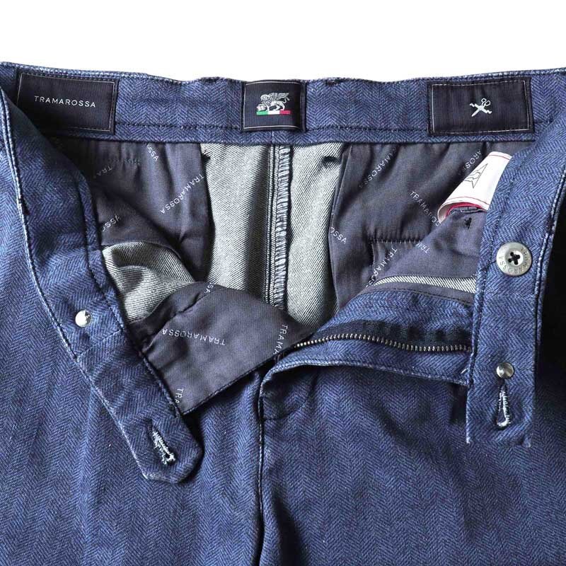 tramarossa(トラマロッサ) / ヘリンボーン柄コットンスーパーストレッチ1プリーツテーパードパンツ(ALBERTO) [trm2510181-32]_画像4