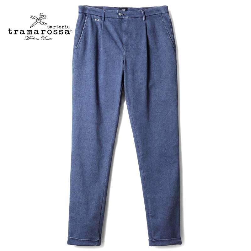 tramarossa(トラマロッサ) / ヘリンボーン柄コットンスーパーストレッチ1プリーツテーパードパンツ(ALBERTO) [trm2510181-32]_画像1
