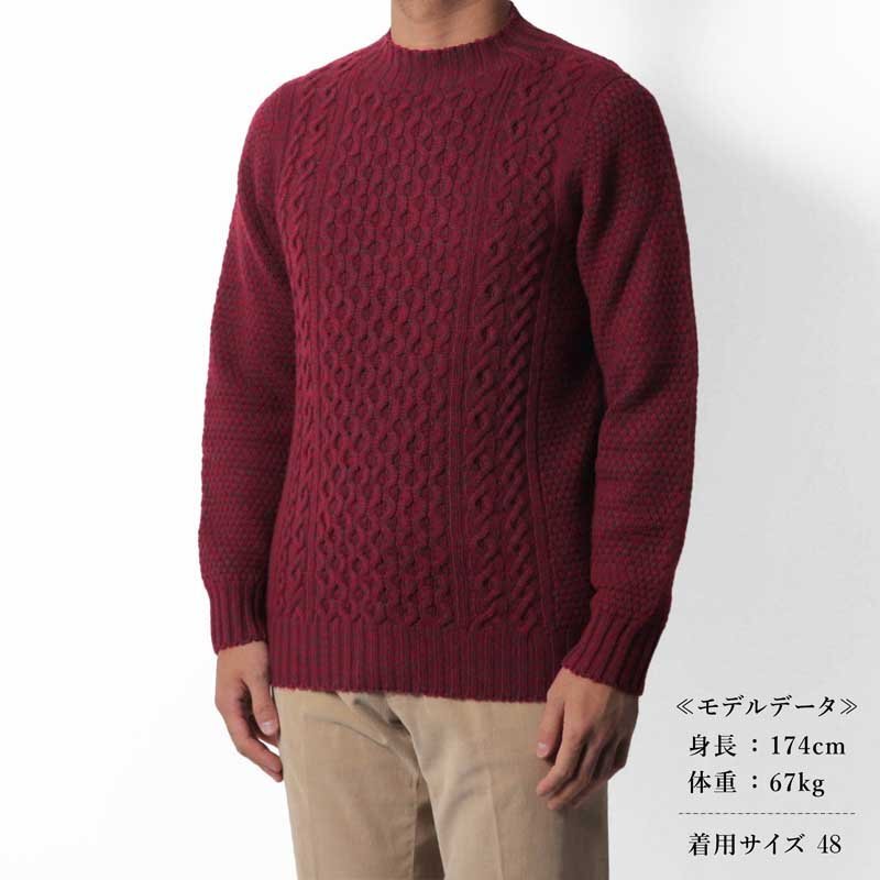 Drumohr(ドルモア) / スーパージーロンラムズウールミドルゲージシームレスモックネックアランニット(D4W125AR) [drm2520186-48]_画像9