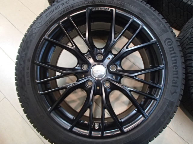 純正キャップ&純正ボルト対応 中古 冬 4本SET ケレナーズ 艶消し黒 17in PCD112 コンチネンタル 225/45R17 ミニ MINI F54 BMW F40 F44_画像2