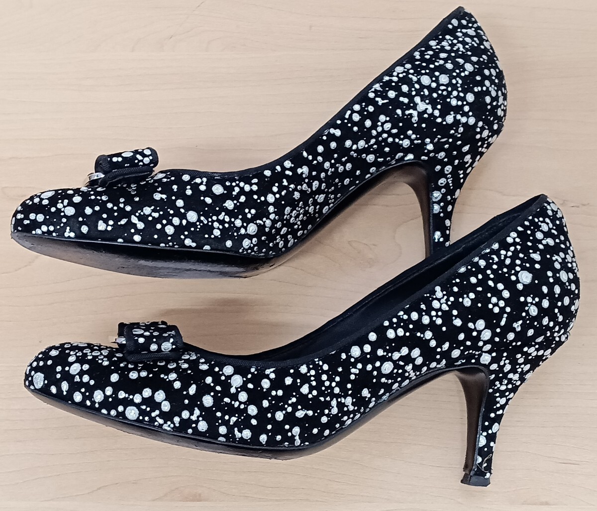 【10806-4】サルヴァトーレフェラガモ ヴァラリボン ドット パンプス 4 1/2 ハイヒール SalvatoreFerragamo_画像5