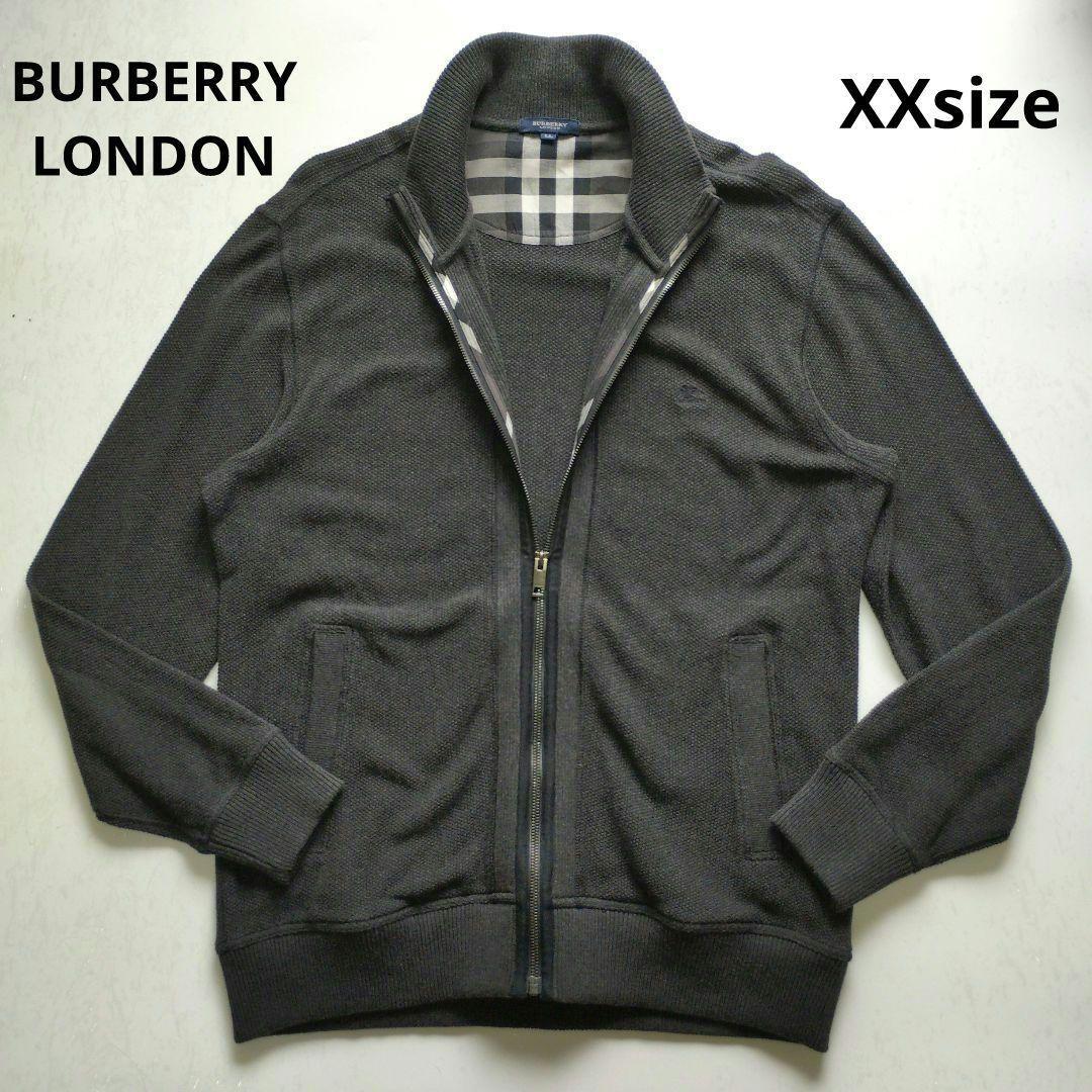 バーバリーロンドン BURBERRY LONDON フルジップアップカーディガン 羽織  LL 大きいサイズ チェック ホースロゴ刺繍_画像1