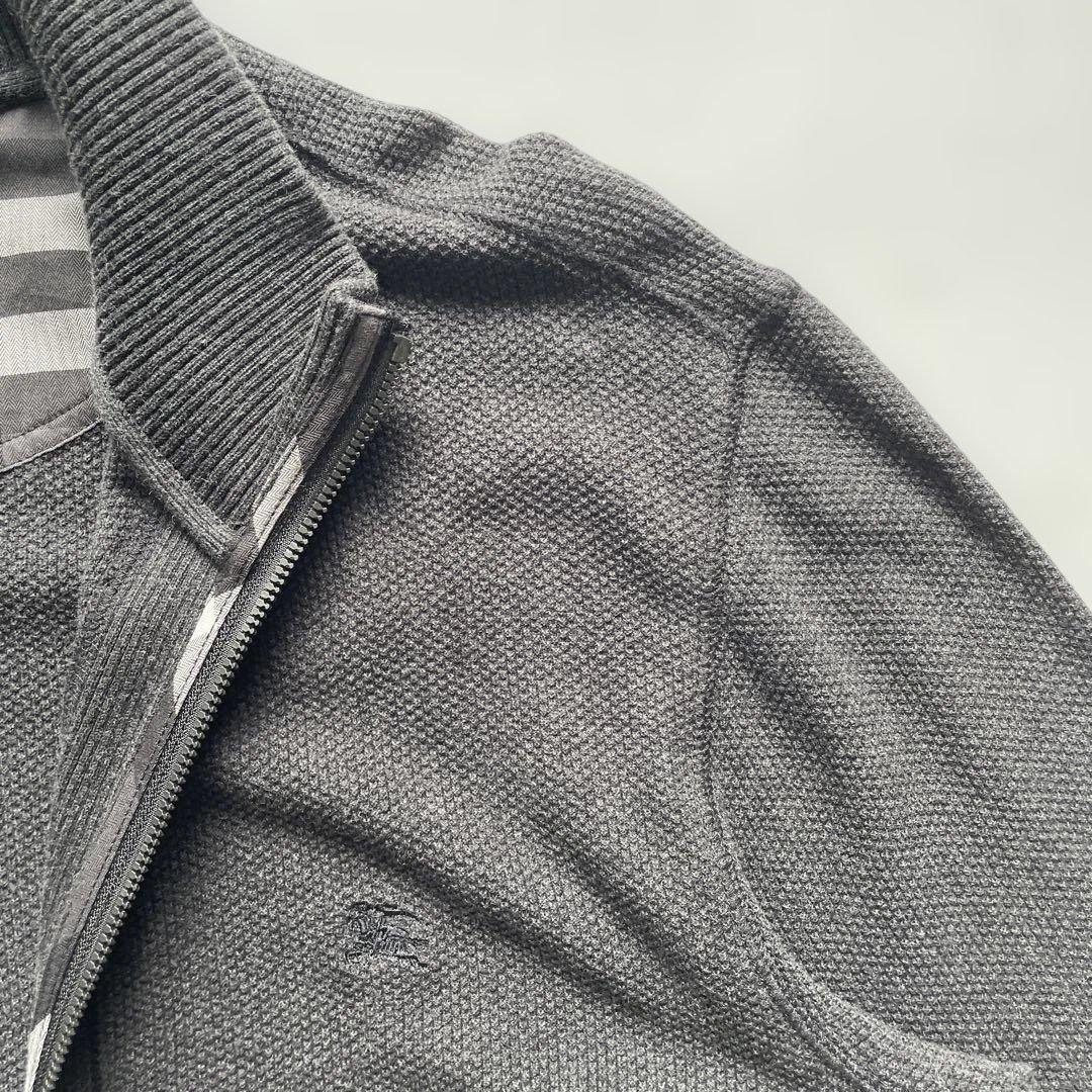 バーバリーロンドン BURBERRY LONDON フルジップアップカーディガン 羽織  LL 大きいサイズ チェック ホースロゴ刺繍_画像4