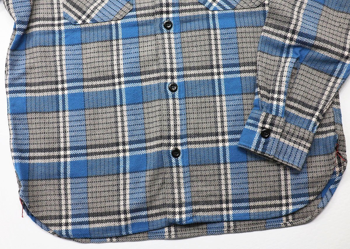 SUGAR CANE (シュガーケーン) TWILL CHECK WORK SHIRT / ツイルチェックワークシャツ sc28741 未使用品 ブルー size S / ネルシャツ_画像4