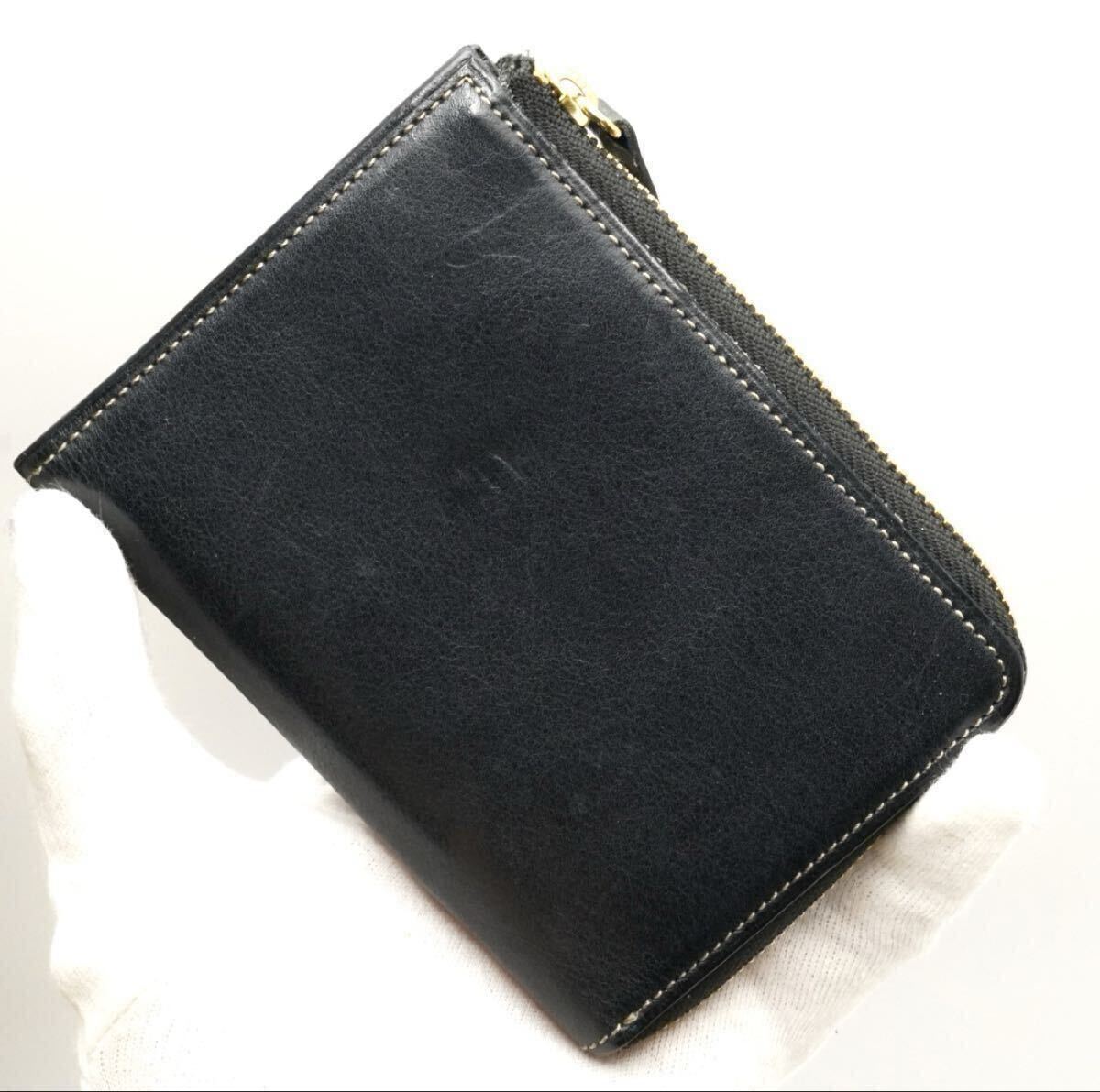 レア cocomeister L字ファスナー二つ折り財布 / ココマイスター 牛革 本革 カードケース コインケース 小銭入れ コンパクト _画像3