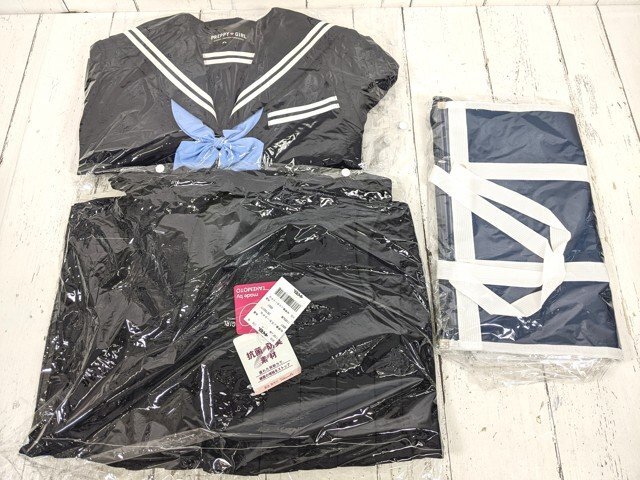 【as2732】熊本県 出水中学校 女子用学生服 制服 冬服セーラー服+ジャンパースカート+リボン+サブバッグ◆未使用◆o71♪_画像1