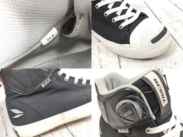 【9yt274】バイク装備 ライディングシューズ BOA システム TAICHI タイチ ブラック×ホワイト サイズ：24.0㎝◆o72♪_画像4