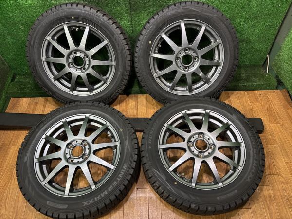 24年製 ダンロップ ウィンターマックスWM02 165/65R15 アルミホイール付き 4本 4.5J ET45/4H 100 スタッドレス デリカミニ _画像1