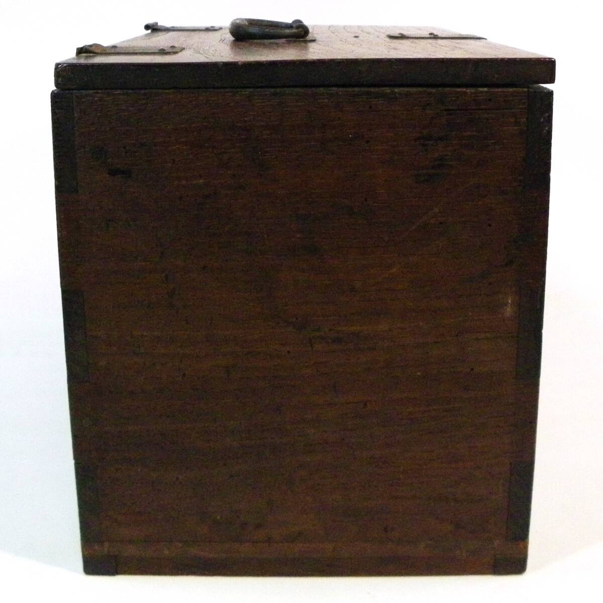 ゆうパック.80サイズ送料記載済み　硯箱 木製 アンティーク レトロ 古民具 時代物　硯箱　引き出し付き.箱　ジャンク（赤枠.楽）_画像4