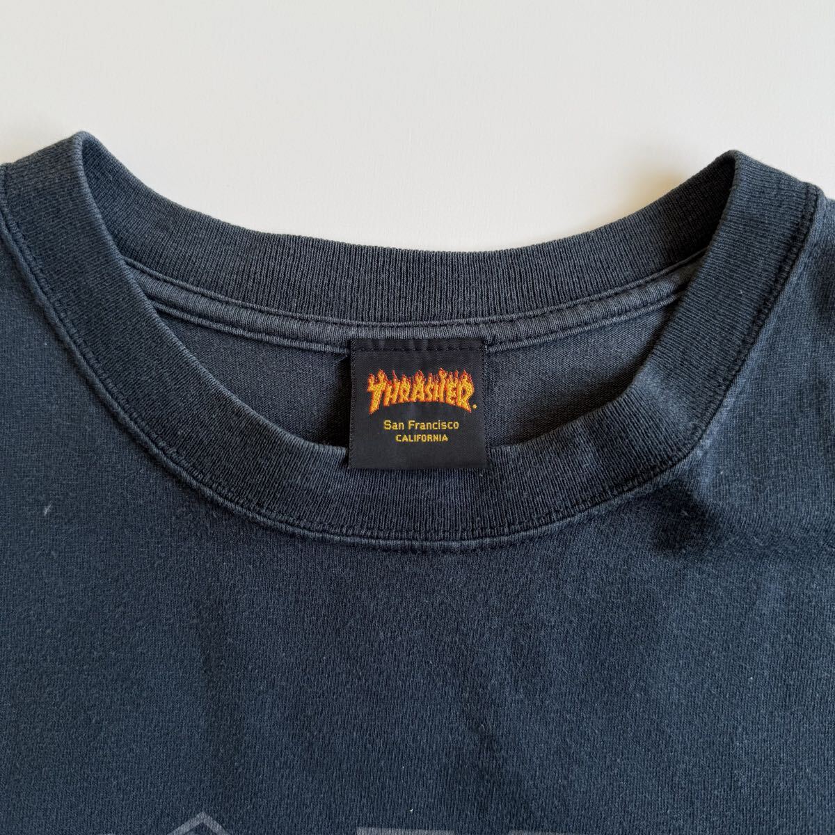 90s THRASHER スカルロゴ Tシャツ XL ビンテージ OLD スケート スラッシャー MAGAZINE スカルウイング _画像4