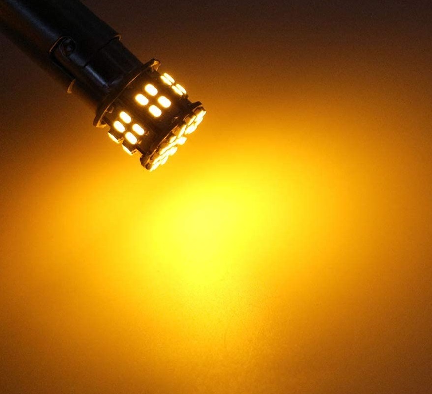 S25ダブル ピン角180度段違い 1157 50連 LED アンバー 車検対応 4個セット_画像4