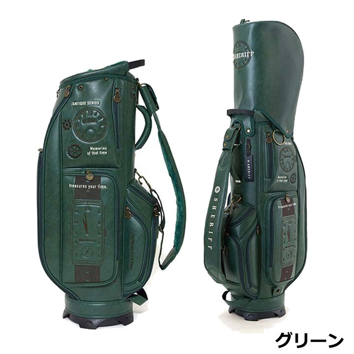 シェリフ SAT-001CB アンティークシリーズ キャディバッグ グリーン 9.5型 3.8kg カート型 100本限定 SHERIFF ANTIQUE SERIES GREEN 即納_画像2