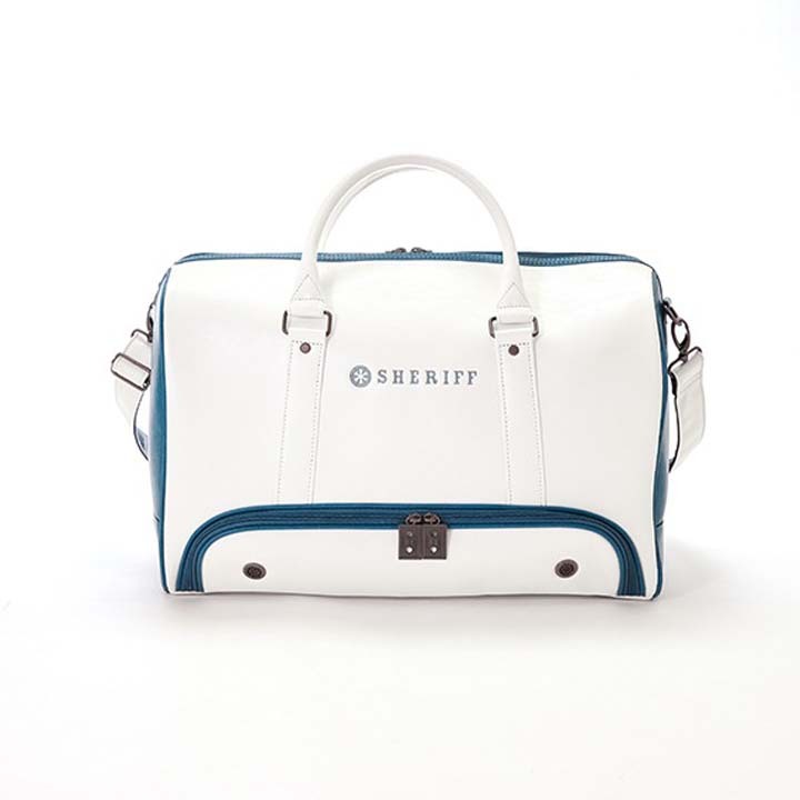 シェリフ SMU-004BB ミュージックシリーズ ボストンバッグ ホワイト×ターコイズ 合成皮革 100個限定 SHERIFF MUSIC SERIES 即納_画像3