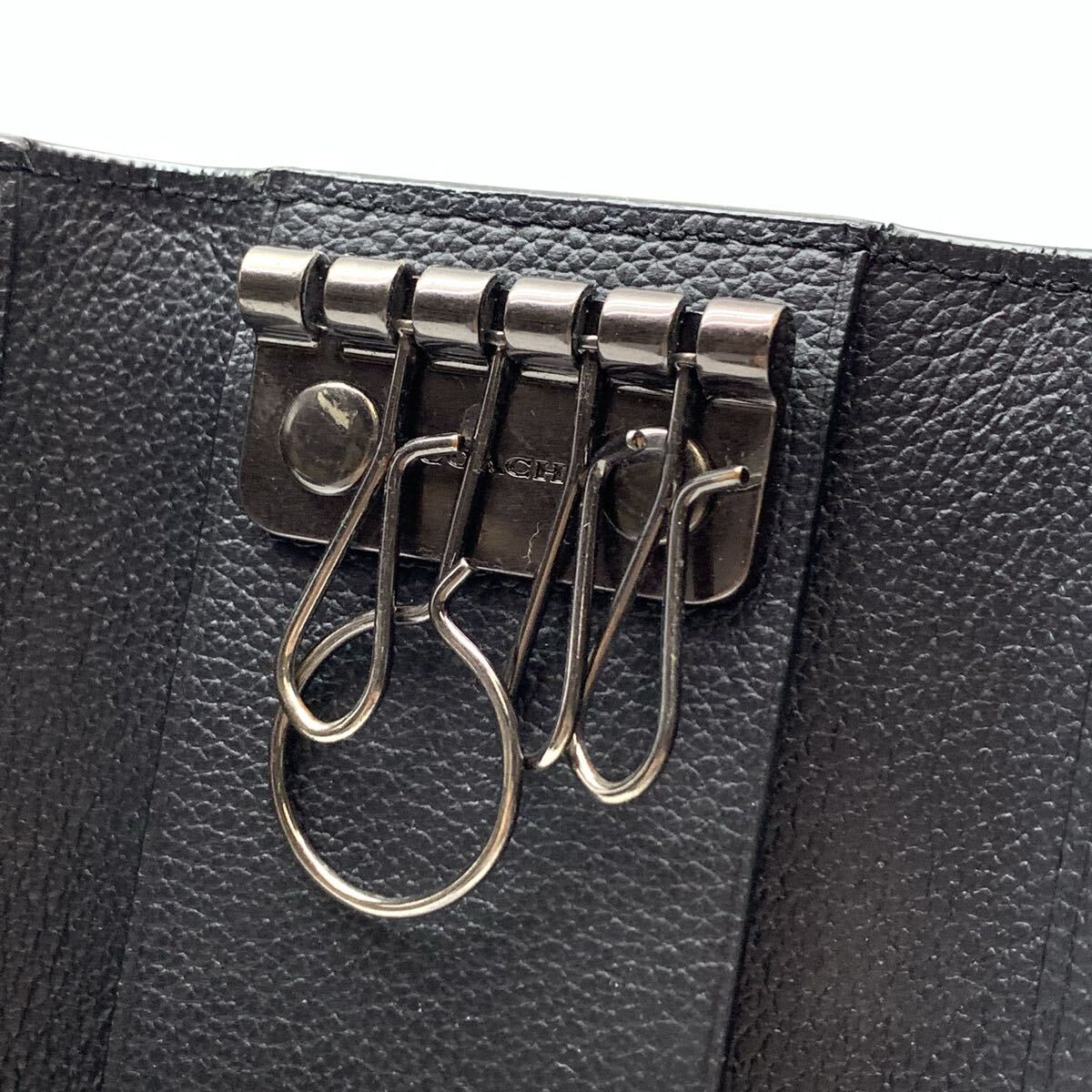 COACH Coach F24668 чехол для ключей кольцо для ключей чёрный чёрная кожа дизайн логотипа ключ место хранения мужской кнопка-застежка управление RY25002822