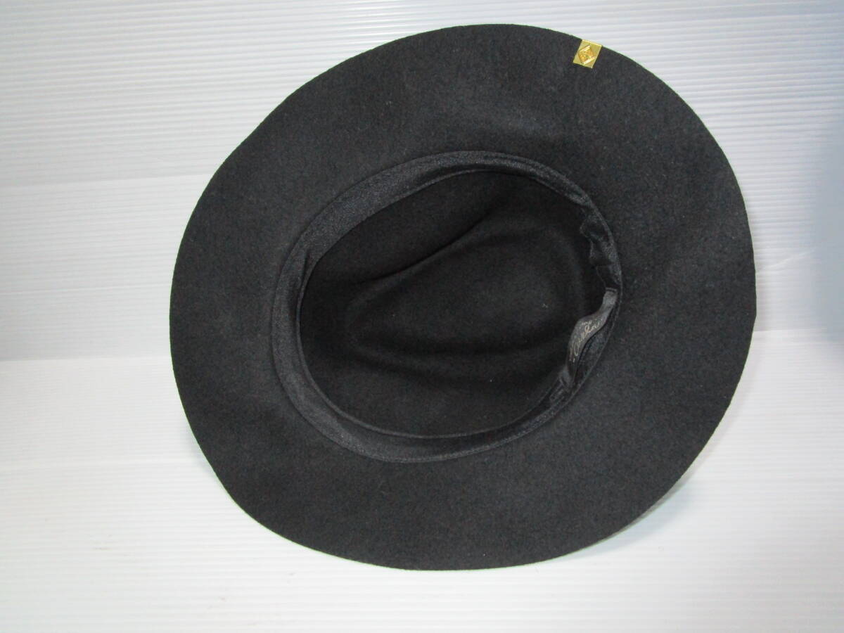 超特価!日本製!美品即決!CA4LA カシラ メンズ 中折れ ウール × シルク(リボン部分) フェルト ハット ソフト帽 Black 無地 size 約61cm_画像6