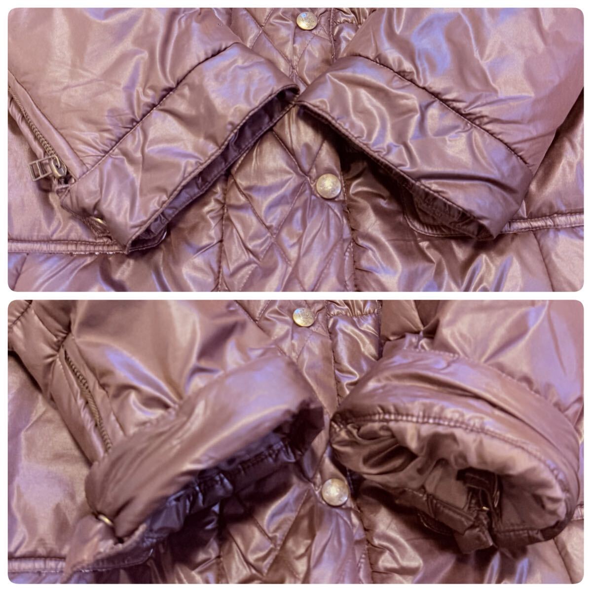 【極希少品】バーバリーロンドン BURBERRY LONDON ダウンコート ベルト付 トレンチコート ノバチェック レディース ワッペン ブラウン M_画像6