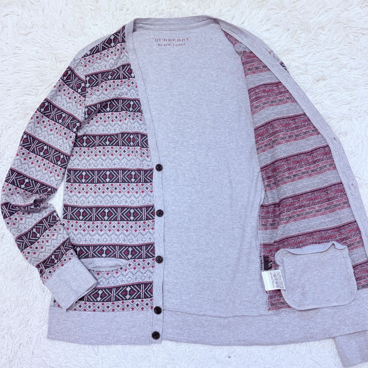【美品】バーバリーブラックレーベル BURBERRY BLACK LABEL ニット カーディガン メンズ モノグラム Mサイズ_画像1