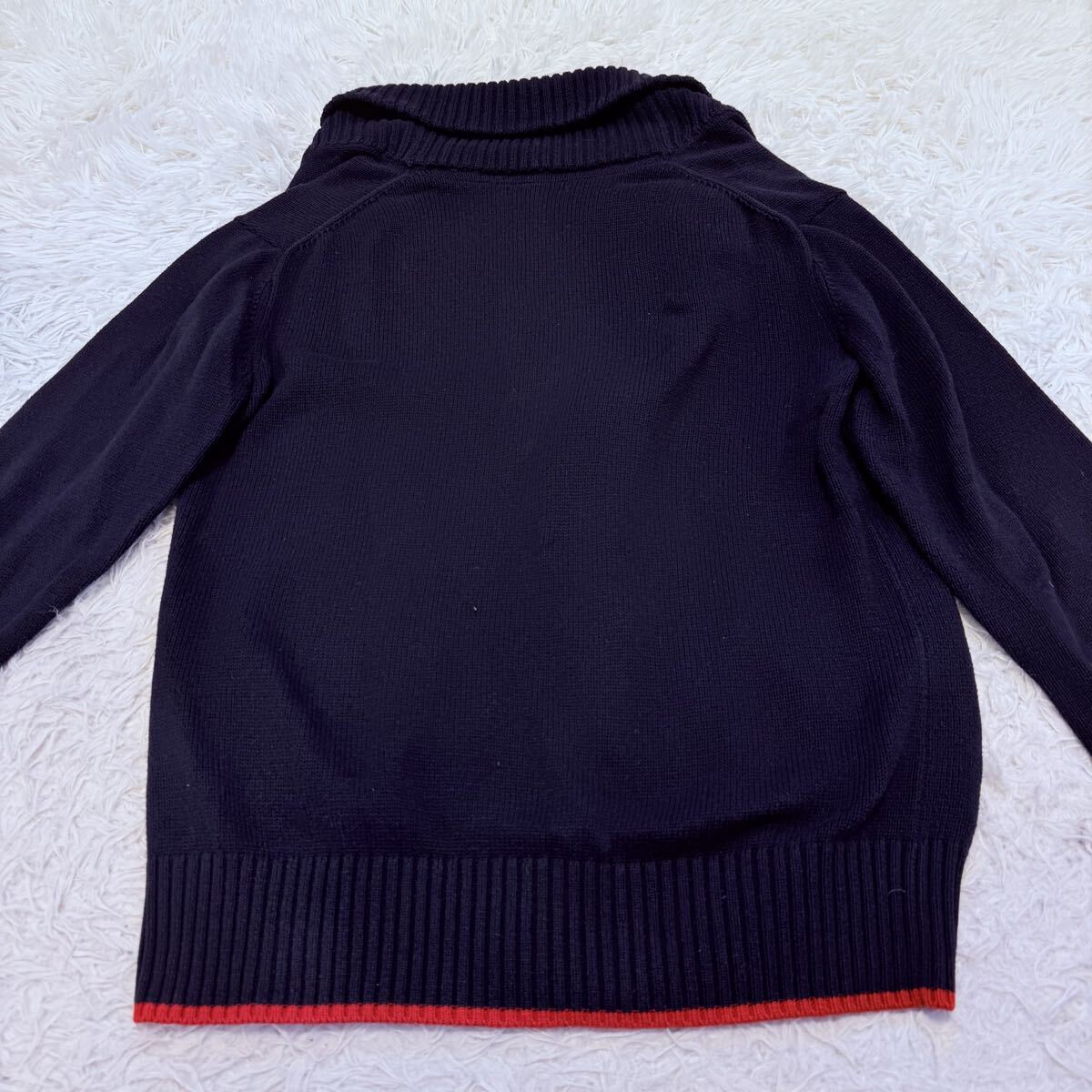 【美品】バーバリーブラックレーベル BURBERRY BLACK LABEL カーディガン ニット ホースロゴ刺繍 ネイビー メンズ M_画像3