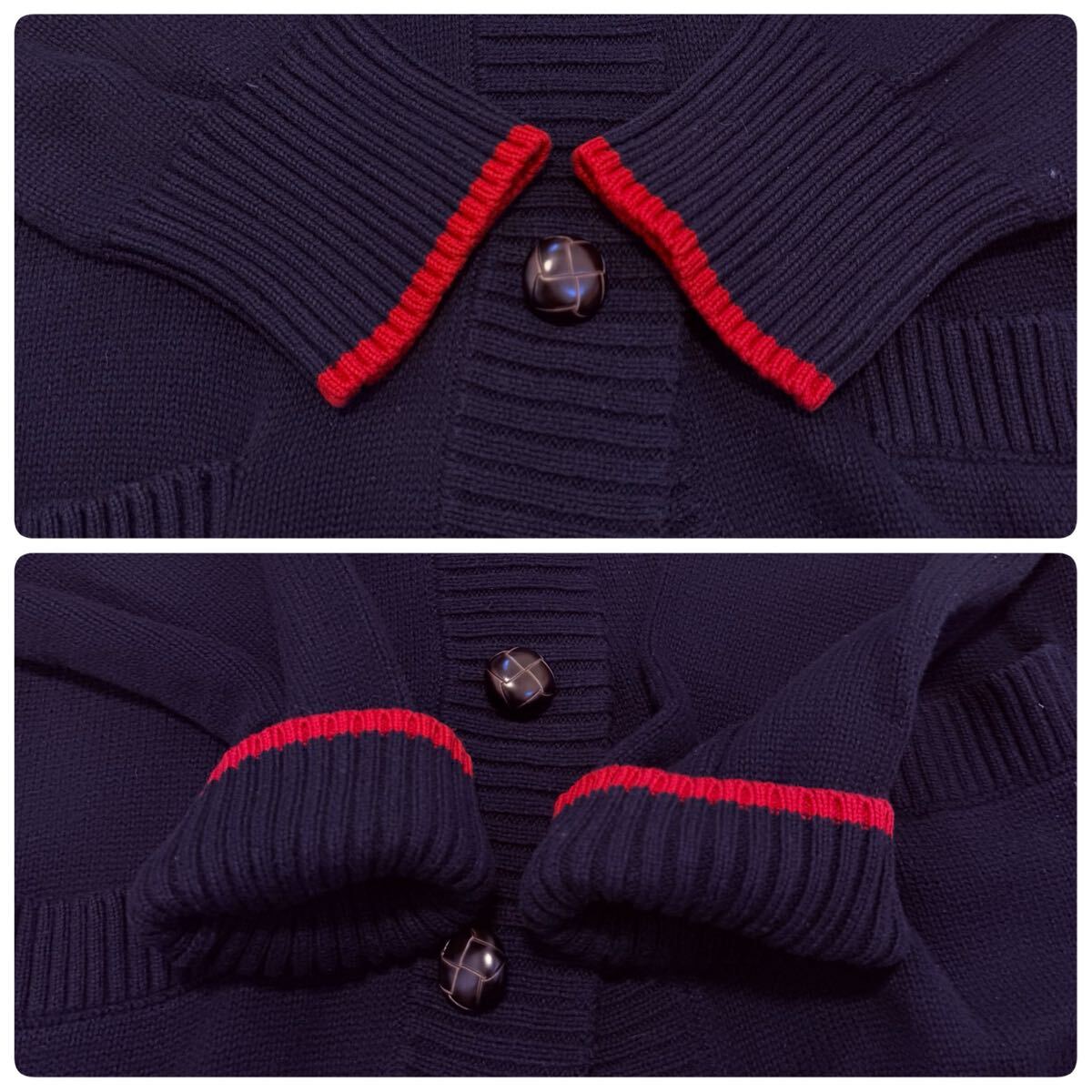 【美品】バーバリーブラックレーベル BURBERRY BLACK LABEL カーディガン ニット ホースロゴ刺繍 ネイビー メンズ M_画像6