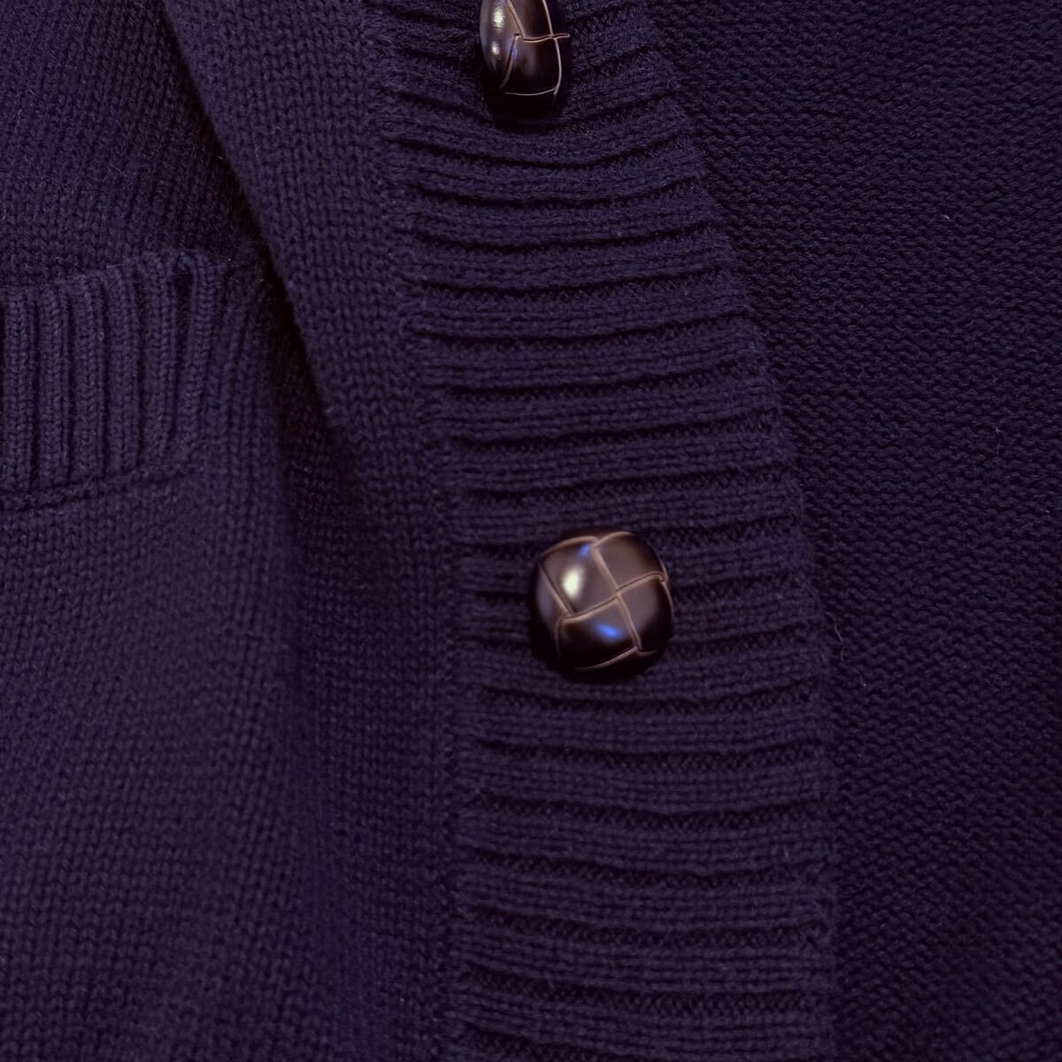 【美品】バーバリーブラックレーベル BURBERRY BLACK LABEL カーディガン ニット ホースロゴ刺繍 ネイビー メンズ M_画像7
