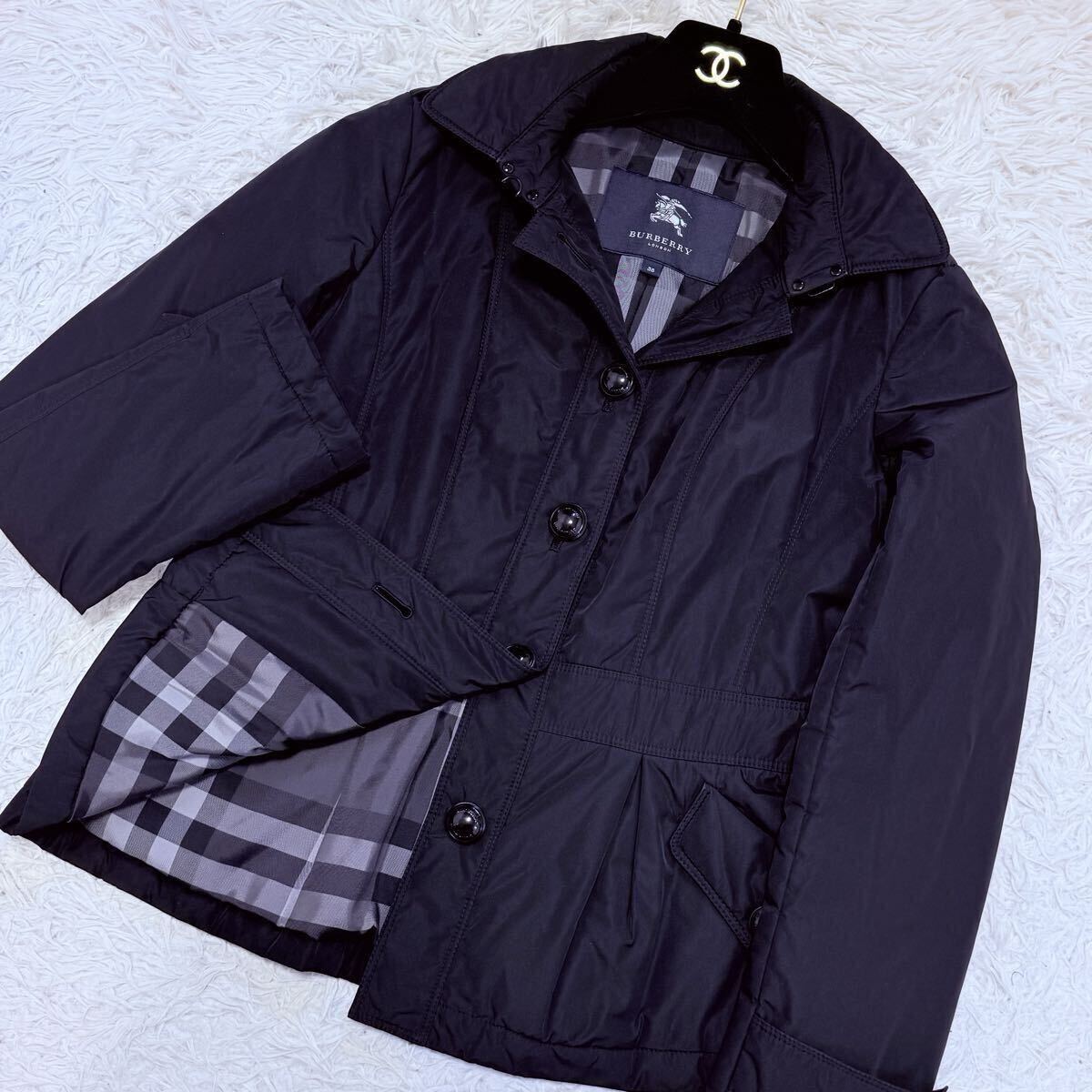 【美品】BURBERRY LONDON バーバリーロンドン ダウンジャケット フレア ノバチェック メガチェック レディース メタルボタン M-L相当_画像1