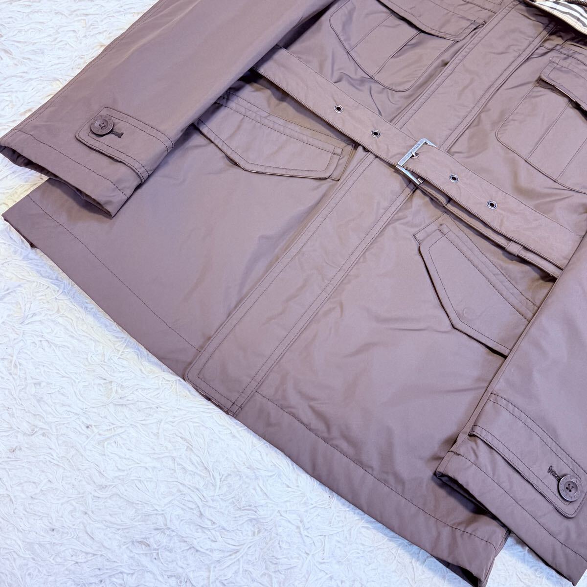 【美品】BURBERRY BLACK LABEL バーバリーブラックレーベル ダウンコート ベルト ファー ノバチェック メンズ キルティング M ブラウン_画像4
